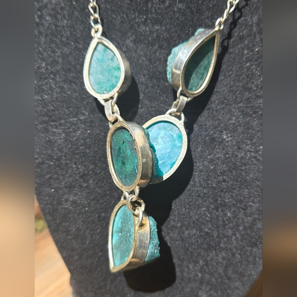 Emerald Drutzy Crystal Gemstone Sterling Necklace 20" Adjustable - Picture 5 of 7